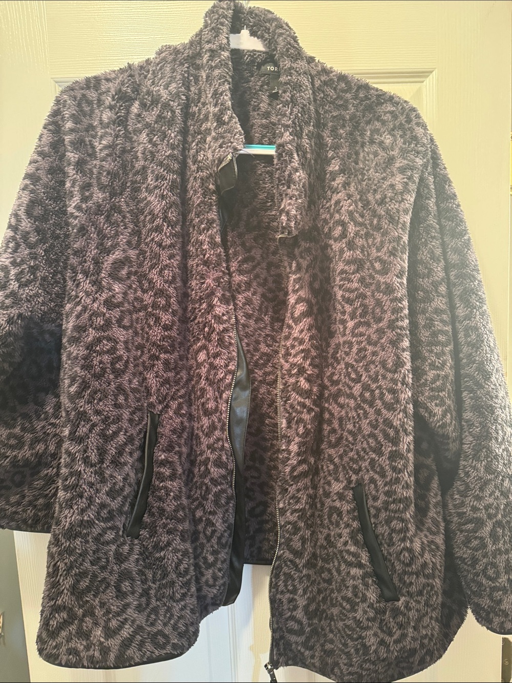 torrid Gray-Brown Leopard Plush Teddy Jacket